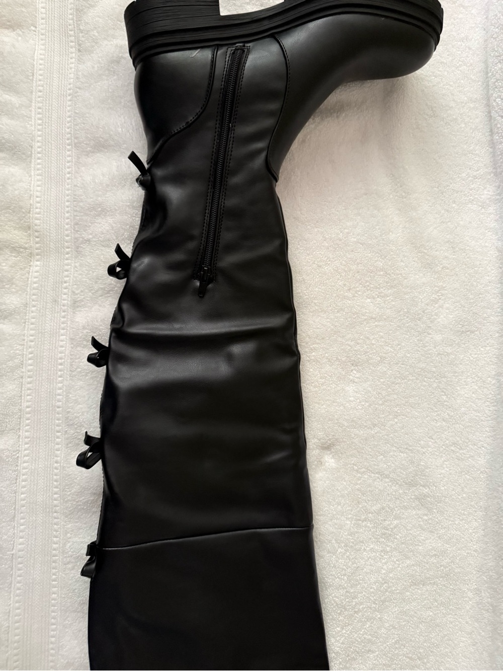 JustFab Black Over-the-Knee Platform Boots with Side Bows